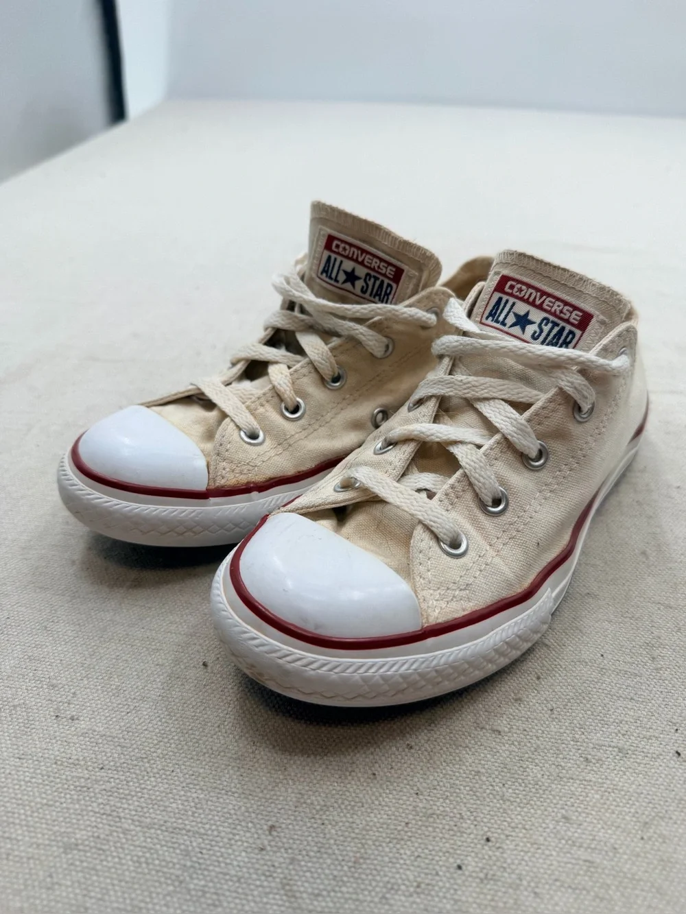Converse Kids Low-Top Canvas Sneakers in Cream